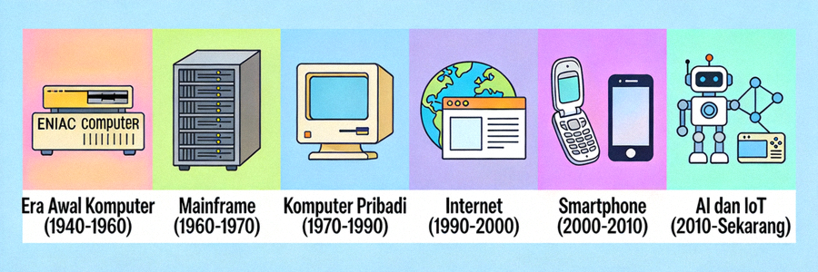 Ilustrasi perkembangan teknologi informasi dari masa ke masa