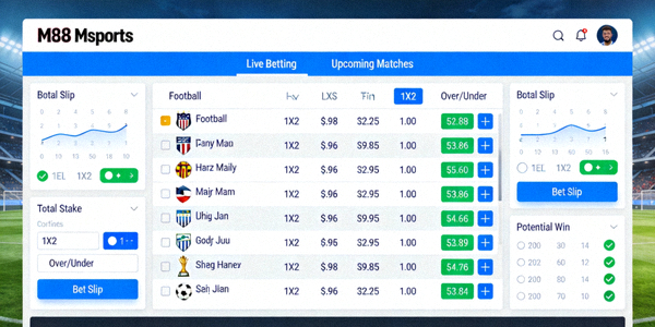 Tampilan bursa taruhan sepak bola di M88 Msports
