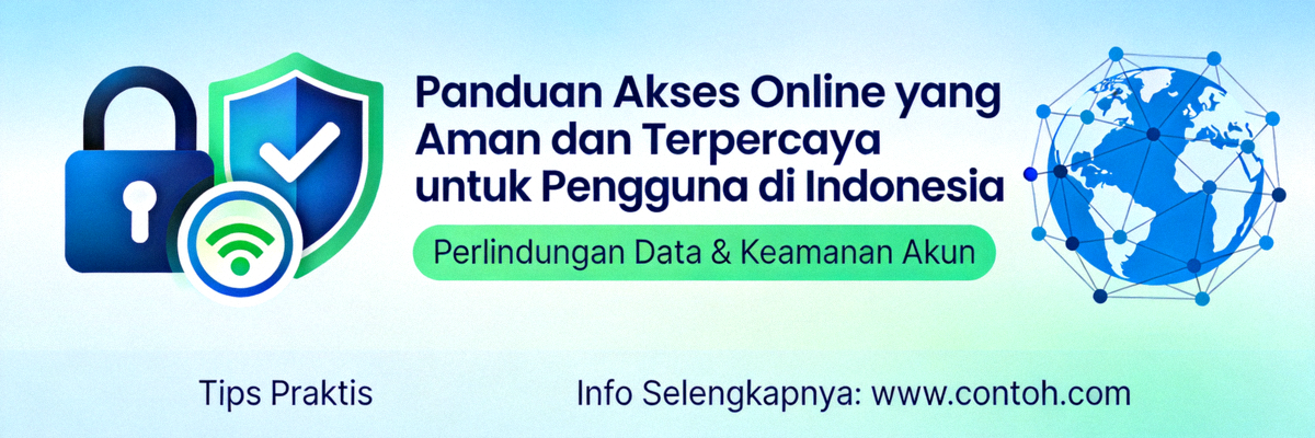 Banner panduan akses online yang aman dan terpercaya untuk pengguna di Indonesia